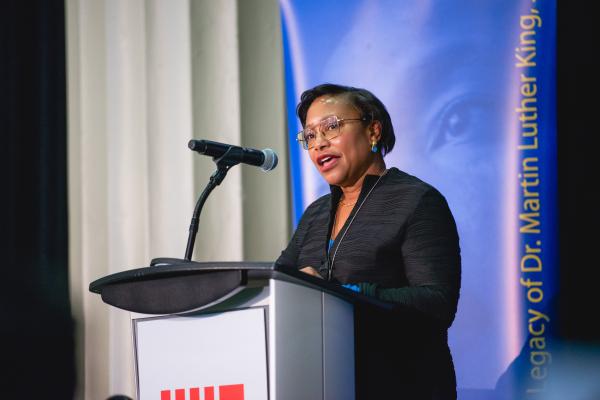 Dean of Engineering and Institute Professor Paula Hammond delivered the keynote address at MIT’s 52nd annual celebration of the life and legacy of Martin Luther King Jr.