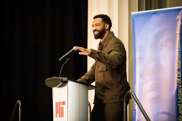 NFL linebacker-turned-producer Spencer Paysinger gave the keynote address at MIT’s 51st annual MLK Celebration.