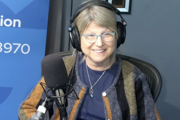 President Sally Kornbluth answers a question on GBH's Boston Public Radio. February 5, 2026